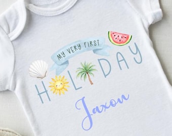 Personalized Baby's First Holiday Bodysuit: Summer Outfit, Beach Clothes