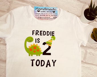 Personalised Dinosaur Birthday T-shirt: Child's Age Top