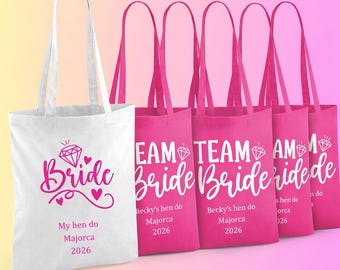 Personalized Team Bride Tote Bag | Hen Party Favor