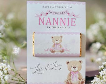 Luxury Personalised Mothers Day Chocolate Board, Custom Mum Nan Nannie Gift, A4 Keepsake with Chocolate, Elegant Mothers Day Gift
