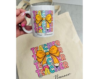 Personalized Teacher Gift Set – Custom Cotton Tote & Mug