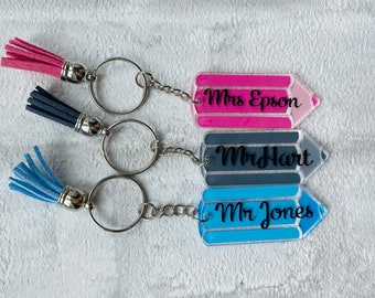 Personalized Pencil Keyring: Teacher Thank You Gift