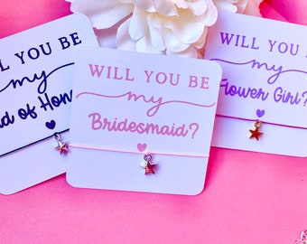Bridesmaid Proposal Wish Bracelet: Heart or Star Charm