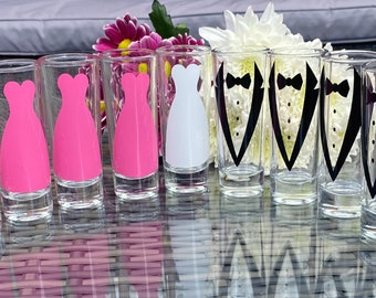 Personalised Wedding Party Shot Glass: Bridal & Groomsmen Favour, hen party gift