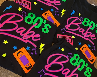 80s Neon T-Shirt: Retro Party Tee, 80s big weekender