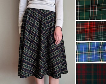 Flared Tartan Skirt, Plaid, Pockets, Custom Size, Vintage Style, Handmade in Canada, FREE Matching Scrunchie