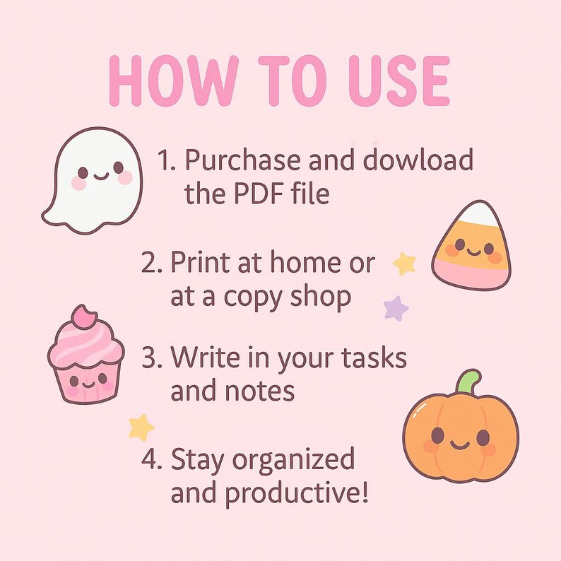 Kawaii To-do List Printable | Cute Pastel Planner Page | Girly Digital ...
