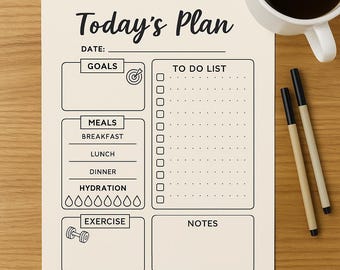 Utskrivbar daglig planerare i PDF-format | Minimalistisk daglig planerare | Dagligt schema-mall | Produktivitetsplanerare | Utskrivbar odaterad planerare