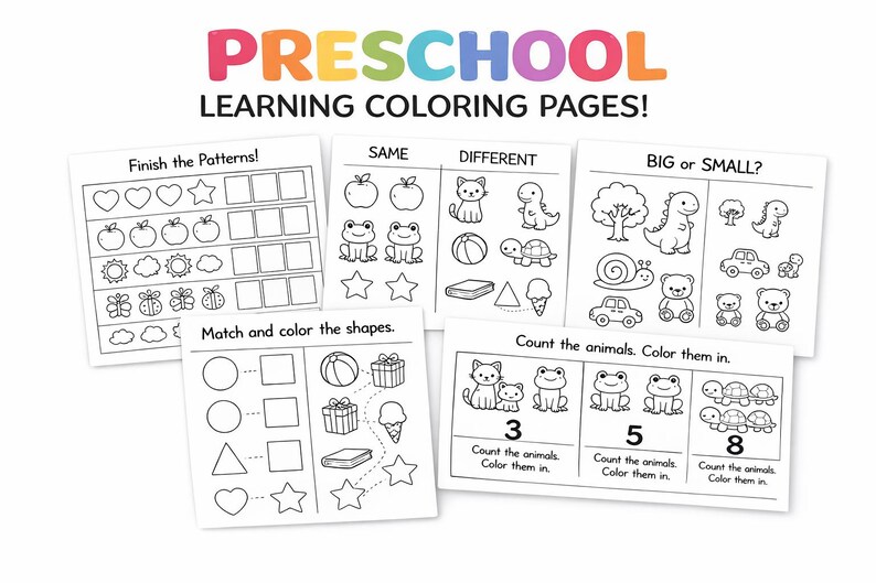 Preschool Learning Coloring Pages Printable, Toddler Activity