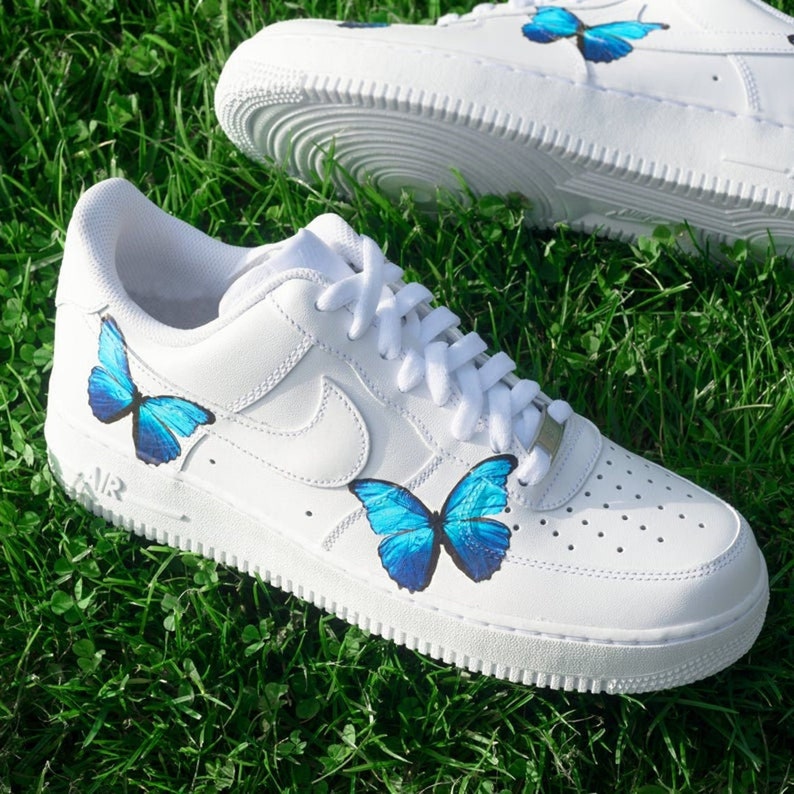 Nike AF1 Air Force 1 Custom BLAUWE VLINDER Alle maten | Etsy