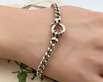 Classic EURO BOLT Curb Link 19.5cm Bracelet 7.87g Vintage 925 Solid Sterling Silver Wear Alone or Layered Eurobolt