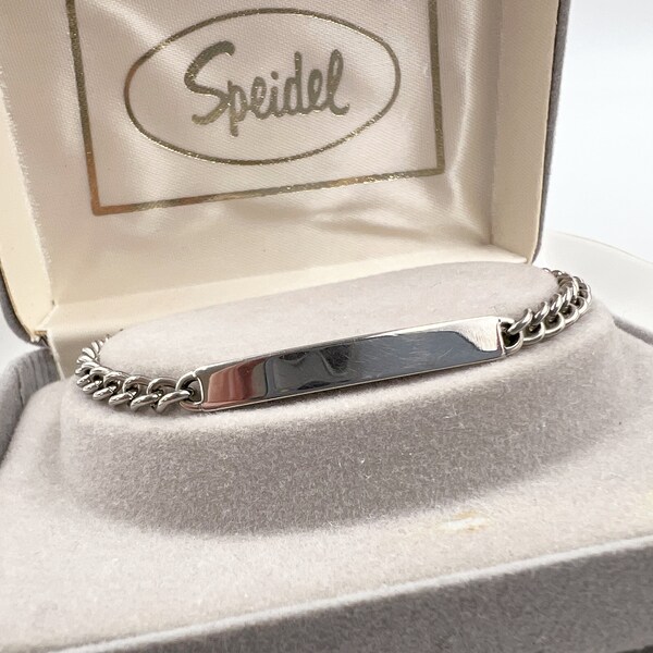 NOS Vintage Speidel Name Bracelet 17cm Wrist Never Worn In Original Box 5.25g Identity ID Teen or Minimalist Jewellery