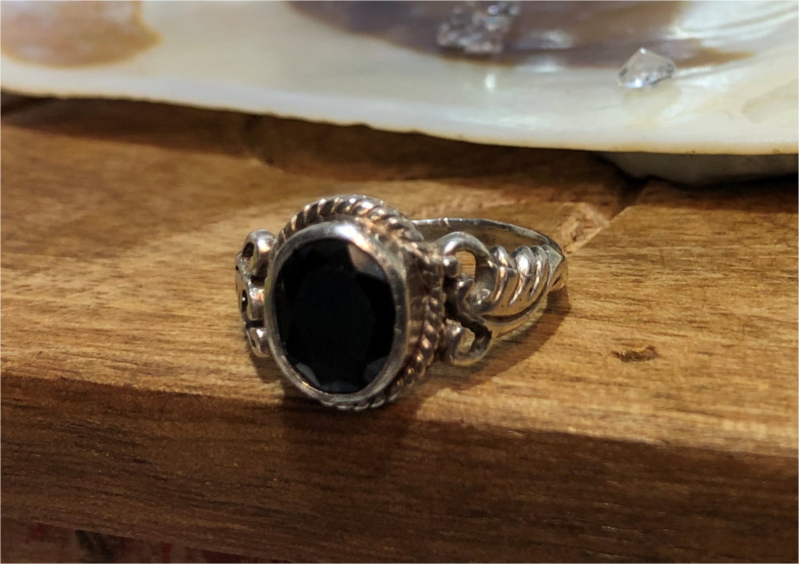 Vintage Sterling Silver Blue Stone Ring With Leaf/Vine | Etsy
