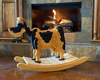 Farmhouse Rocking Cow, Rocking Animal, Large Rocking Toy, Kid's Toy ...