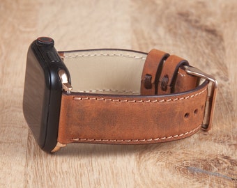 Leather Apple Watch Band 44mm 40mm Men, iWatch Strap 45mm 41mm 38mm 42mm, Dad gift, Christmas Gift for Him, Apple Watch 7 6 SE 5 4 3 2 Band