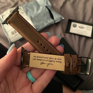 Gift for Husband, Personalized Apple Watch Band Leather, iWatch Straps 44mm 40mm 45mm 41mm 38mm 42mm, Unique Birthday Gift Men Dad Boyfriend