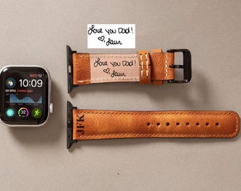 Apple Watch Band Men, Unique Gift for Groom, Sentimental Birthday Gift Dad, Custom Anniversary Gift Husband Boyfriend, Leather iWatch Strap