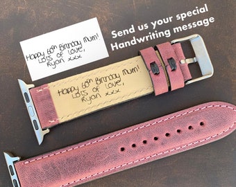 Gift for Mom, Anniversary Gift Wife, Birthday Gift Girlfriend, Personalized Womens Leather Apple Watch Band 45mm 44mm 40mm 41mm 42mm 38mm