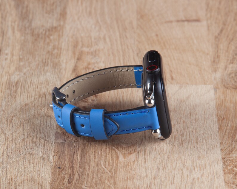 Engraved Apple Watch Blue Band 38mm 40mm Custom Iwatch Strap Etsy