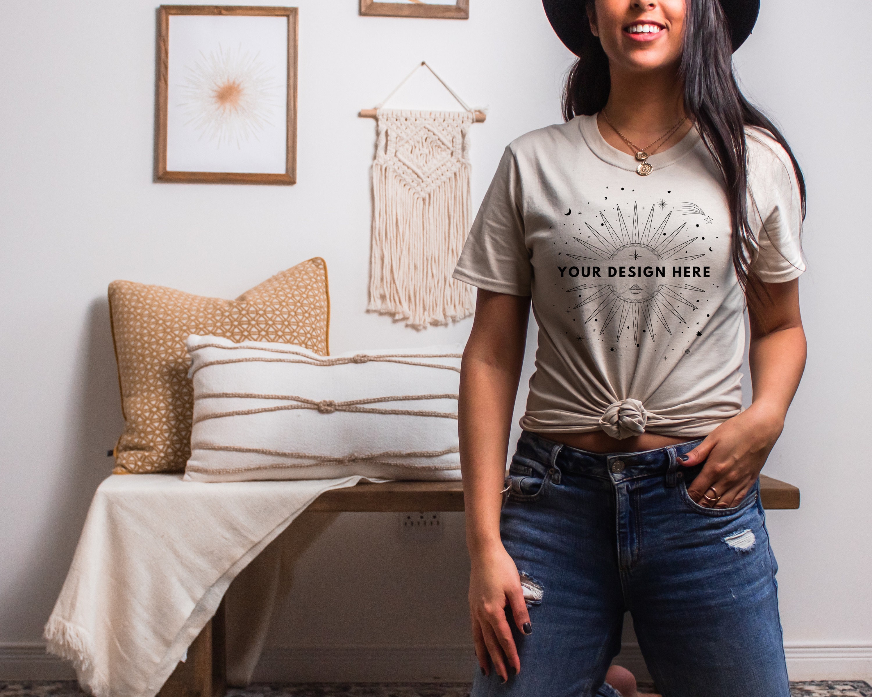 Download Bella Canvas 3001 Mockup Boho Heather Tan T-Shirt Mockup ...