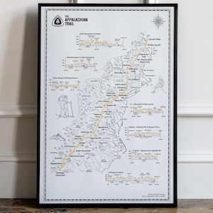 Appalachian Wanderkarte, illustrierte Karte, Geschenk für Wanderer, Wanderkarte, USA Wanderkarte, True Hiker, Wanderkarte, Wanderkarte, Appalachian