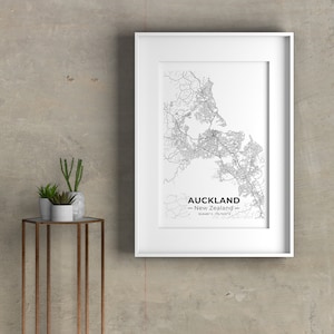 Auckland Street Map Poster, Nieuw-Zeeland Kaart Wall Art, Auckland Kaart Print, Moderne Minimalistische Kunst, High Definition Lines, AFDRUKBAAR