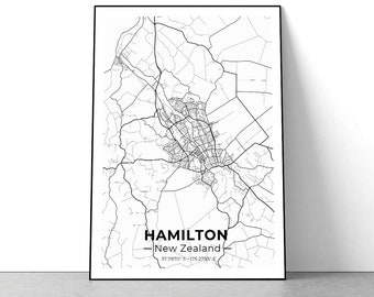 Map Of Hamilton Nz Streets Hamilton Nz Map | Etsy