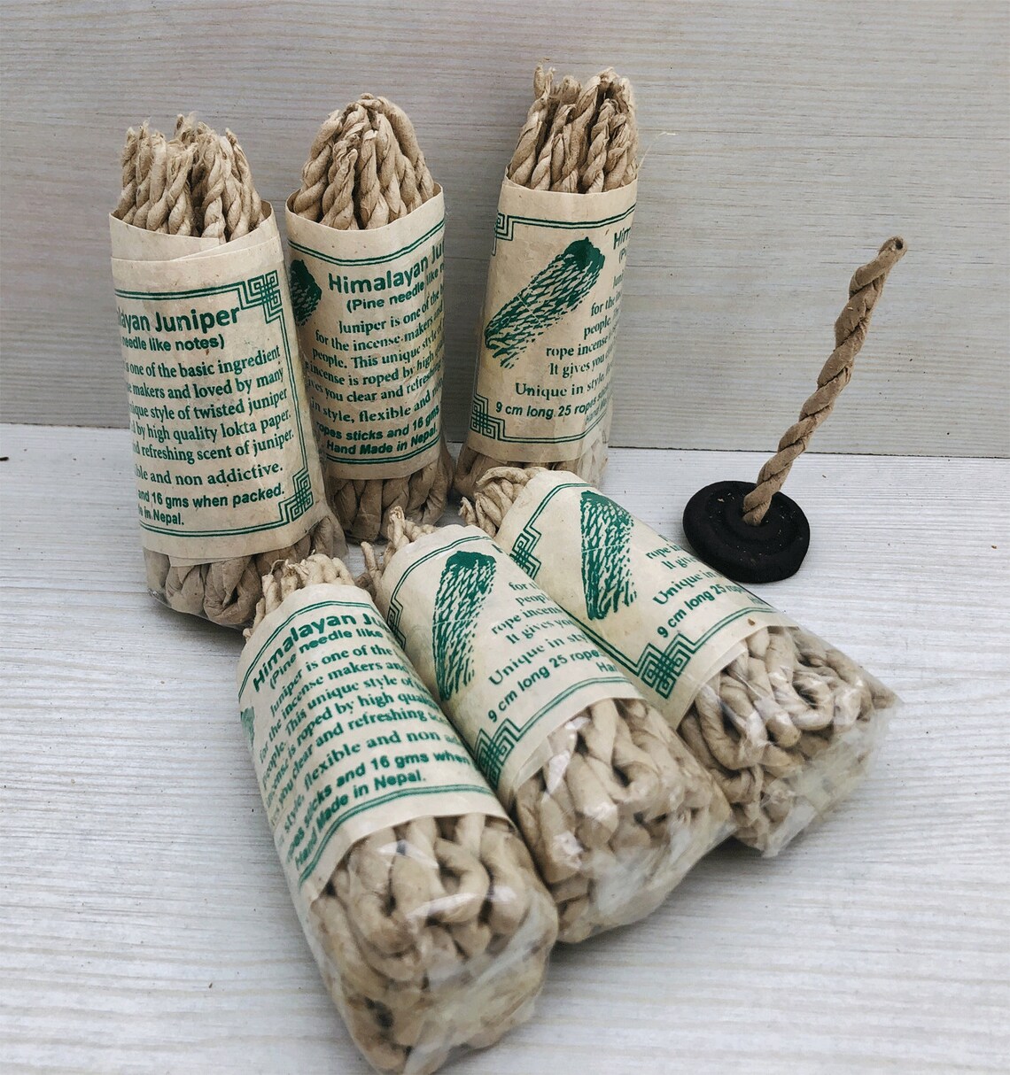 Himalayan Juniper Rope Incense Set of Six Herbal Rope Incense Etsy