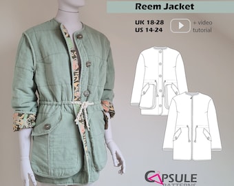 Cartamodello per giacca, cartamodello digitale per cappotto trapuntato, cartamodello per cappotto in PDF - REEM