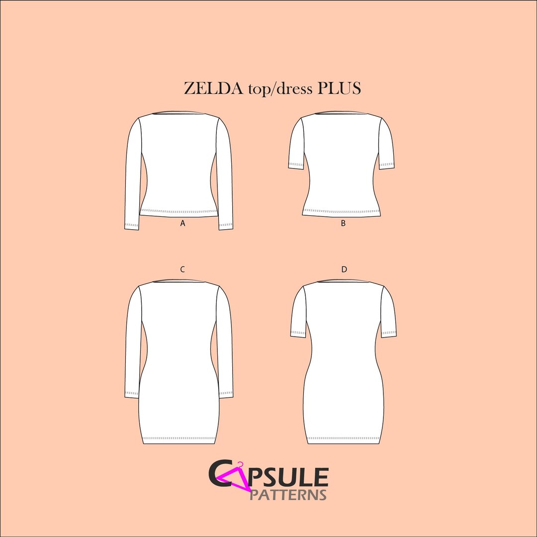 Fitted Top Pattern. Fitted Dress Pattern. Long Sleeve/ Short Sleeve Top ...