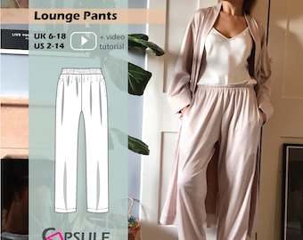 Pants sewing pattern, Lounge pants digital pattern, Wide leg pants PDF pattern