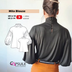 Blouse sewing pattern, Top Pattern, Blouse Digital Pattern, Sewing PDF Pattern For Women - MILA