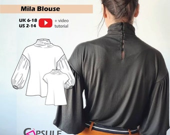 Blouse sewing pattern, Top Pattern, Blouse Digital Pattern, Sewing PDF Pattern For Women - MILA