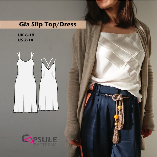 SLIP DRESS sewing pattern, Slip top Pattern, Bias Dress And Top  Sewing Pattern - Gia