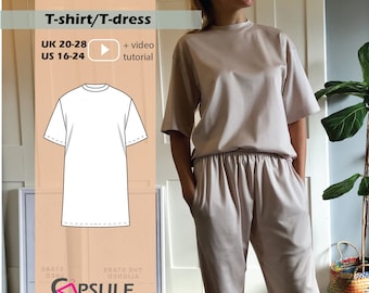 T-shirt sewing pattern, Oversized T shirt/ dress PDF sewing pattern