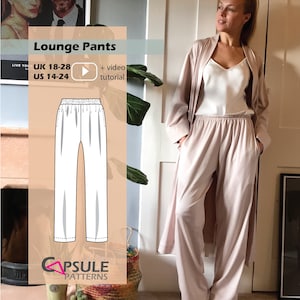 Pants sewing pattern, Lounge pants digital pattern, Wide leg pants PDF pattern