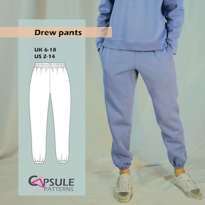 Sweatpants sewing pattern/ Joggers PDF pattern/ Pants digital pattern - Drew