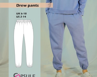 Sweatpants sewing pattern/ Joggers PDF pattern/ Pants digital pattern - Drew