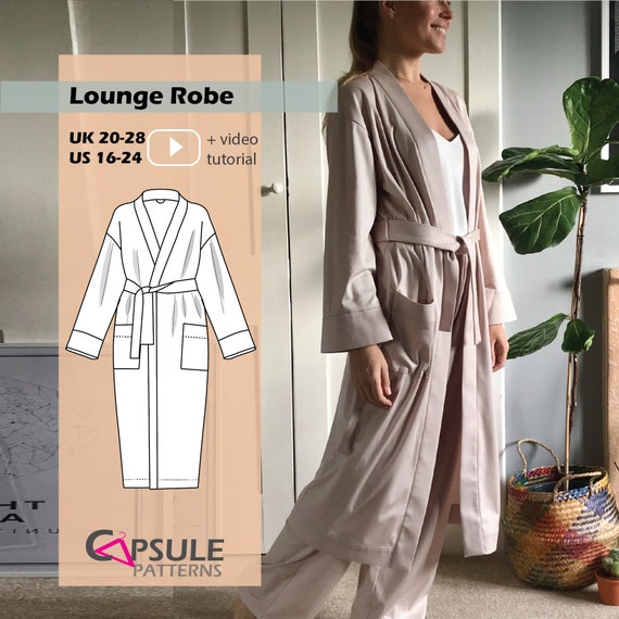 Lounge robe Sewing Pattern/ Robe digital pattern/ PDF sewing pattern