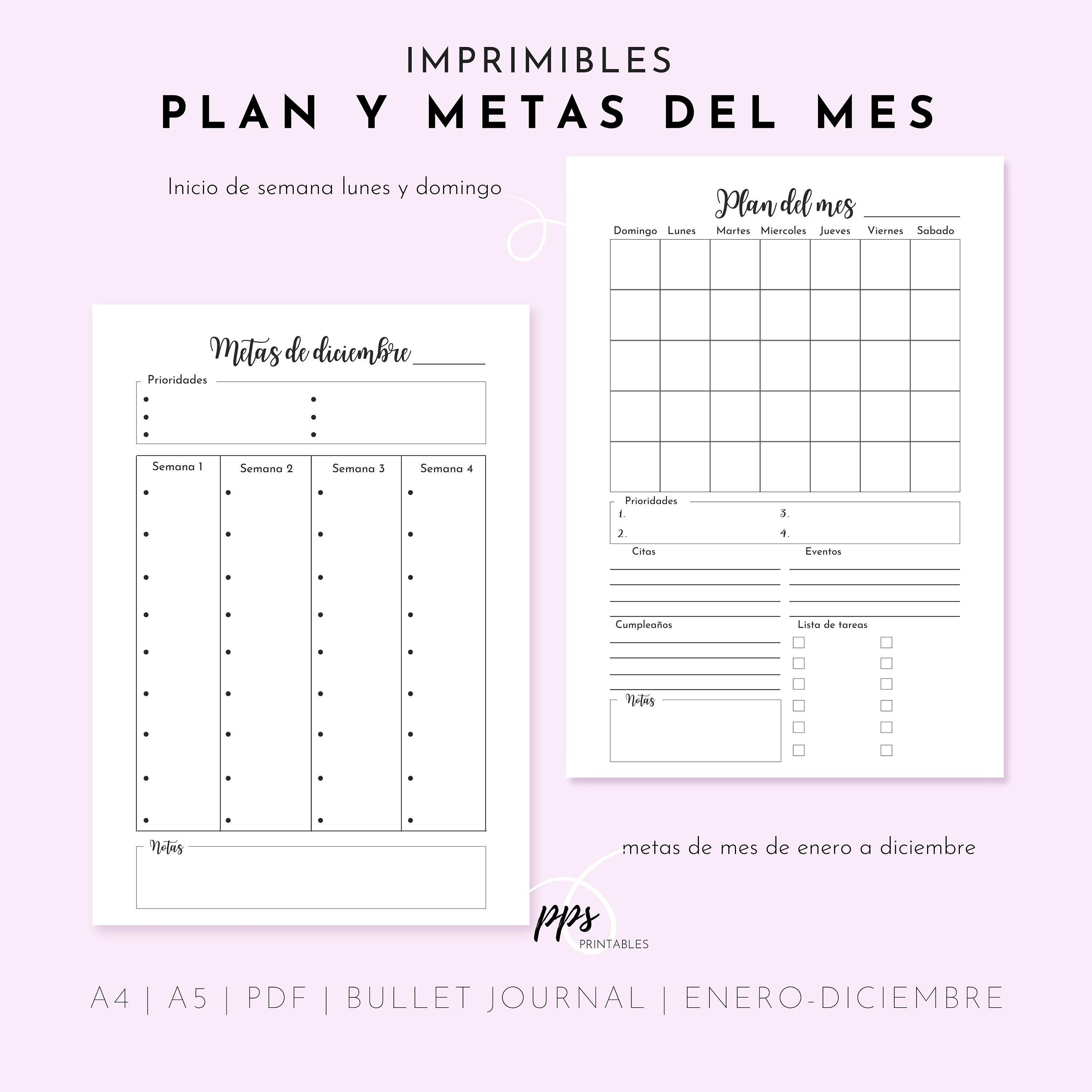 Digital Planner Template Printable in Spanish Printable Etsy