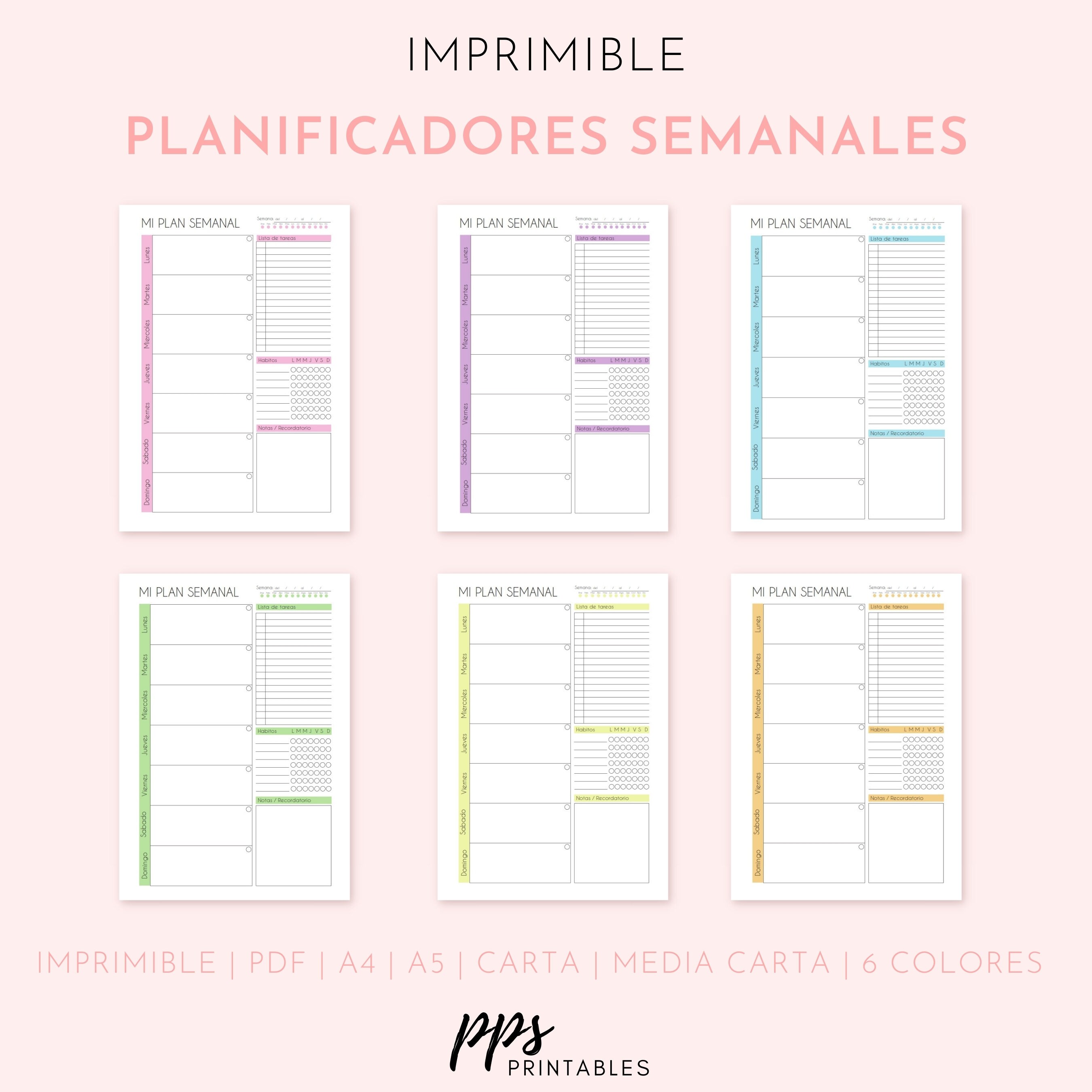 Daily Planner Weekly Planner Printable Planners Spanish Etsy
