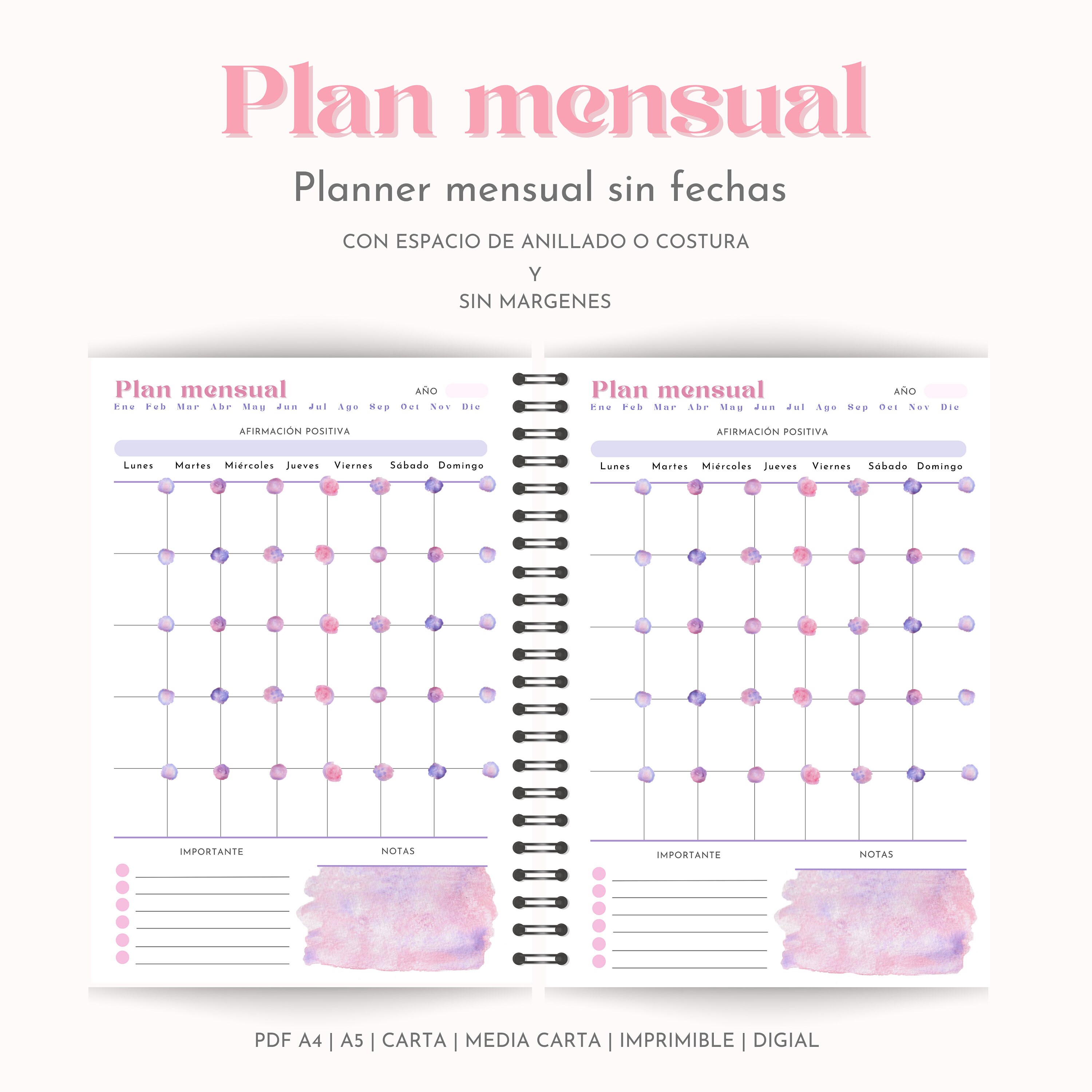 Set of Printable Planners in Spanish Personal Planner Insert Etsy