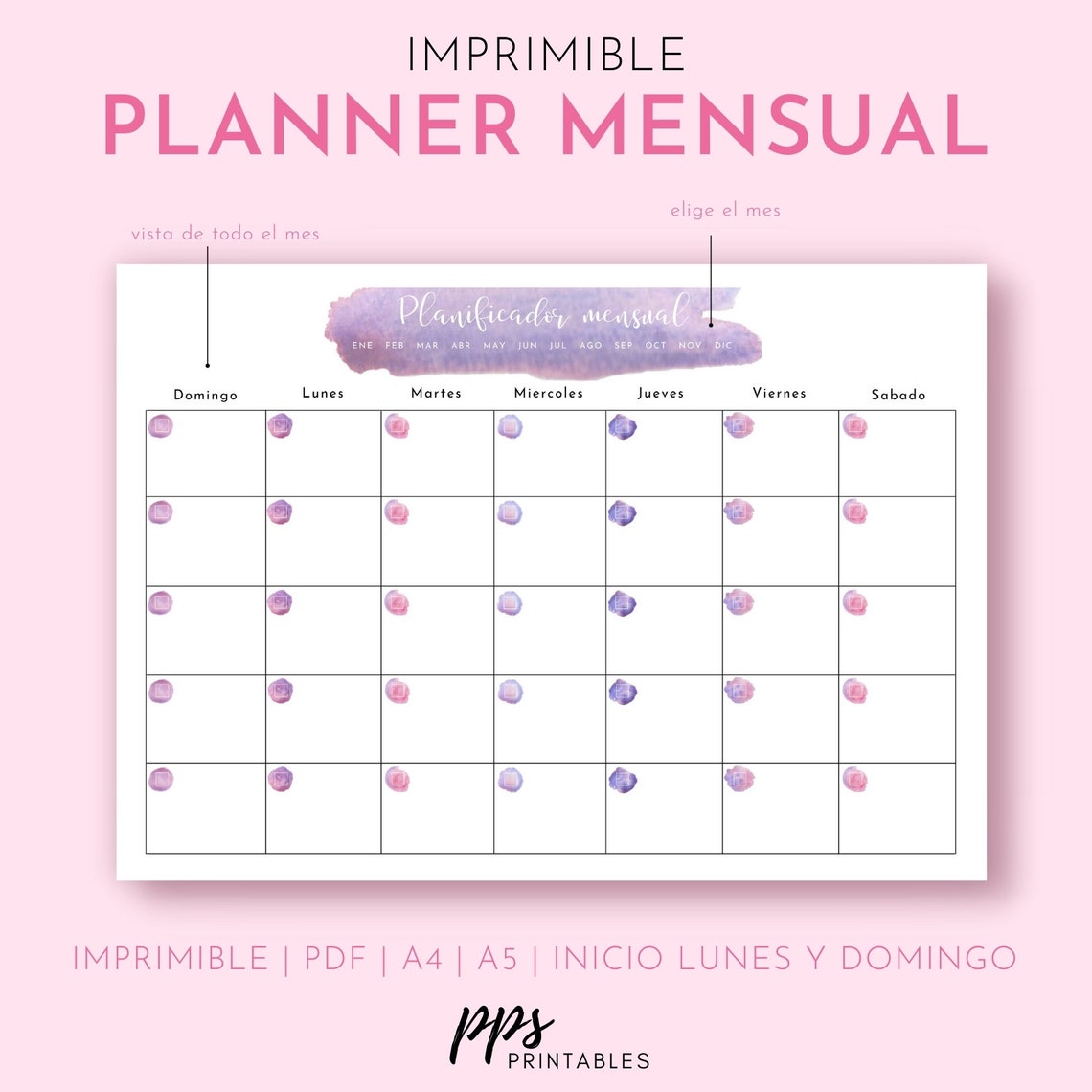 Printable and Digital Planner Planner in Spanish Perpetual Etsy