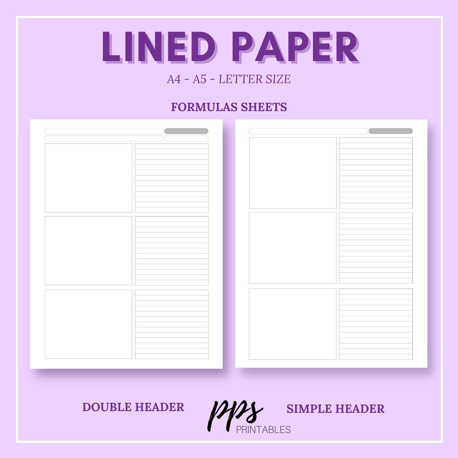Lined Paper Student Note Taking Printable Set A4 A5 and Etsy