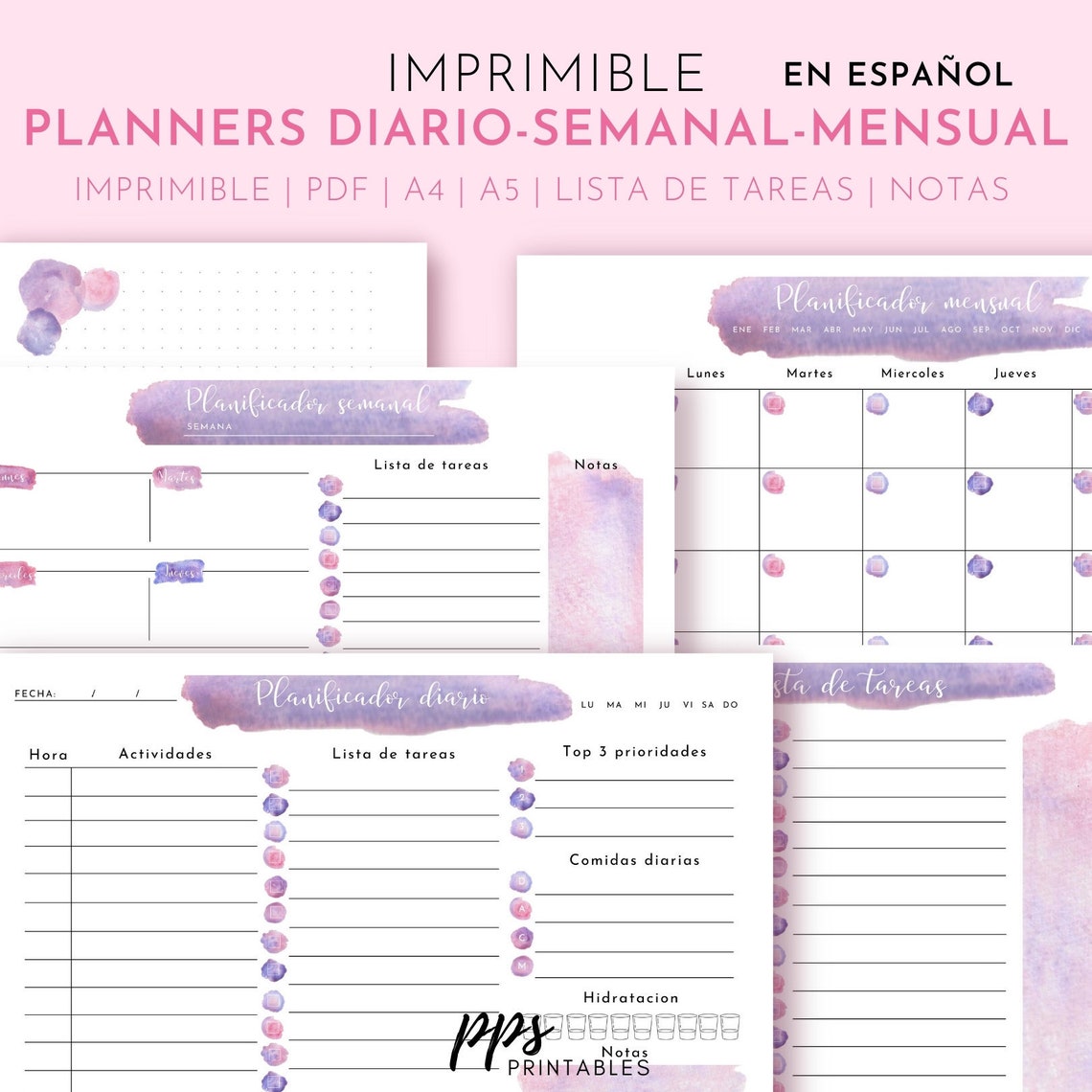 Printable and Digital Planner Planner in Spanish Perpetual Etsy