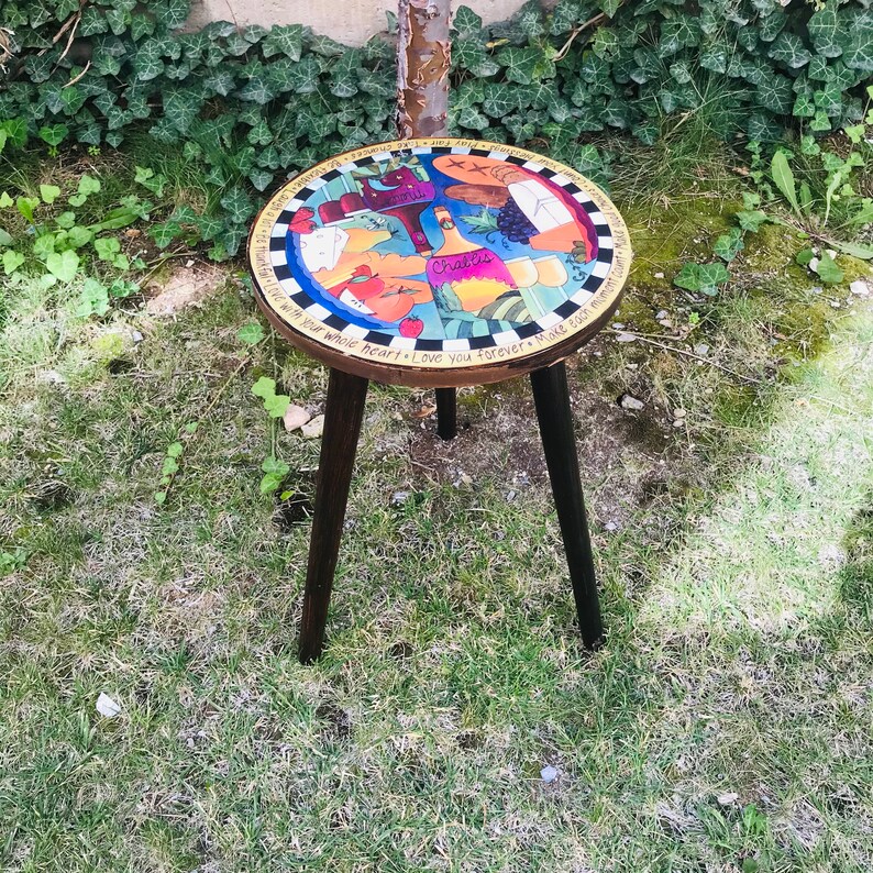 Wood Stool Colorful Stool 3 Legged Stool Garden Stool Etsy Canada