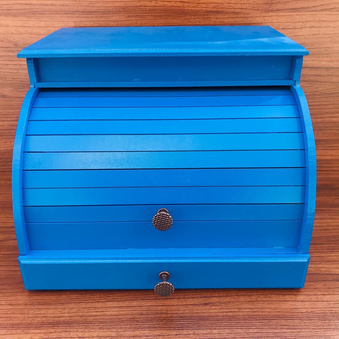 Blue Bread Box Wooden Bread Box Modern Bread Box Bread Bin Etsy