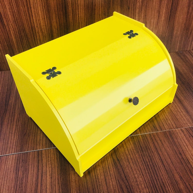 Yellow Bread Box Modern Bread Box Wooden Bread Box Bread Etsy