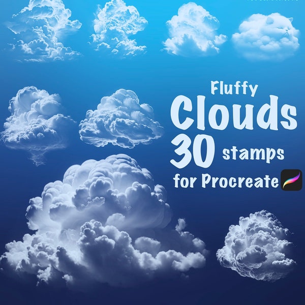 Cloud Stamps for Procreate - Easy Fluffy Clouds