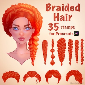 Braided Hair Stamps for Procreate - Easy Braids for illustration